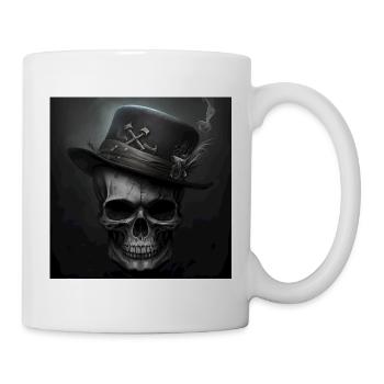 Crâne Noir Vintage - Mug blanc - blanc - Droite
