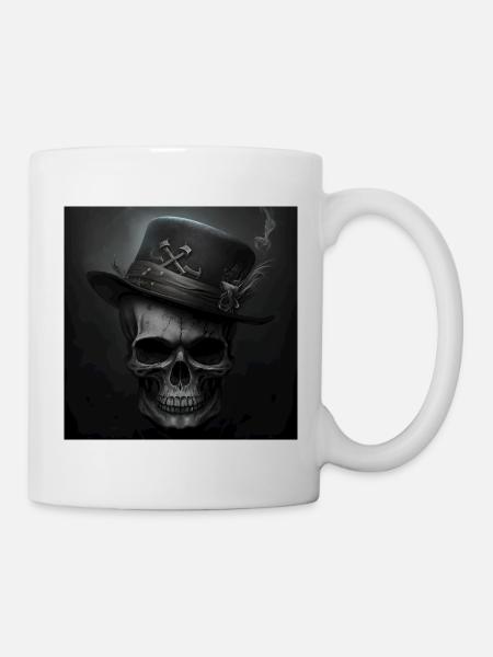 Vintage Black Skull - Mug - white