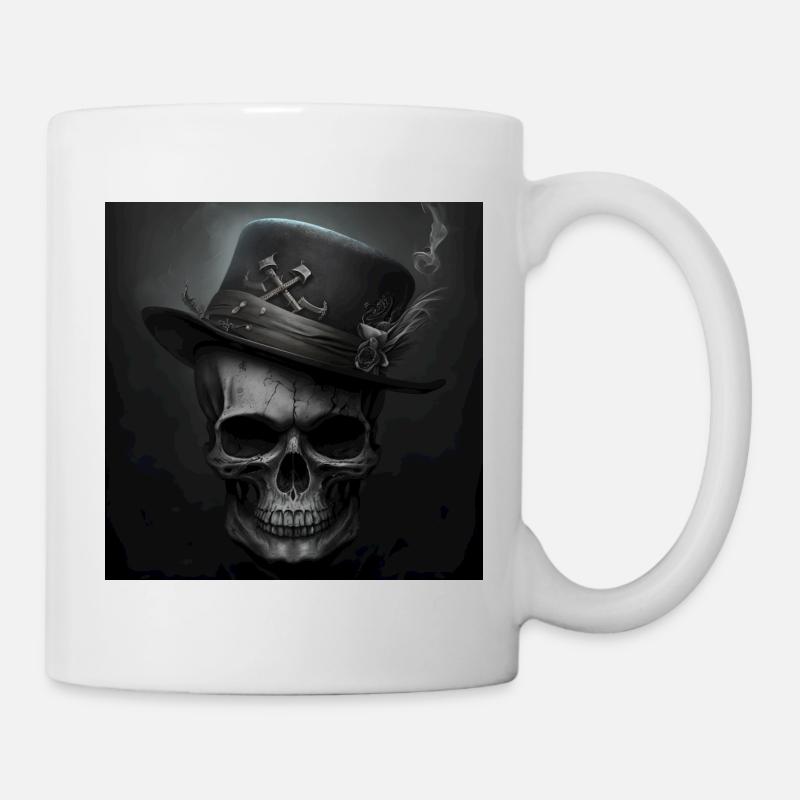 Crâne Noir Vintage - Mug blanc - blanc