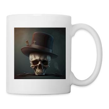 Crâne Noir Vintage - Mug blanc - blanc - Droite