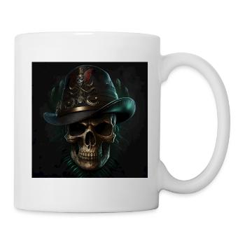 Crâne Noir Vintage - Mug blanc - blanc - Droite