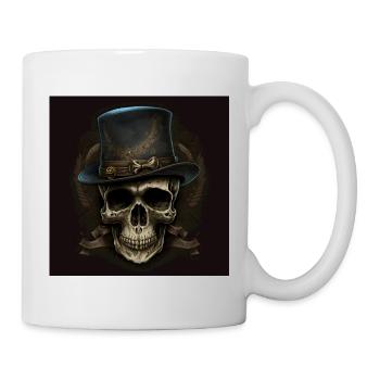 Crâne Noir Vintage - Mug blanc - blanc - Droite