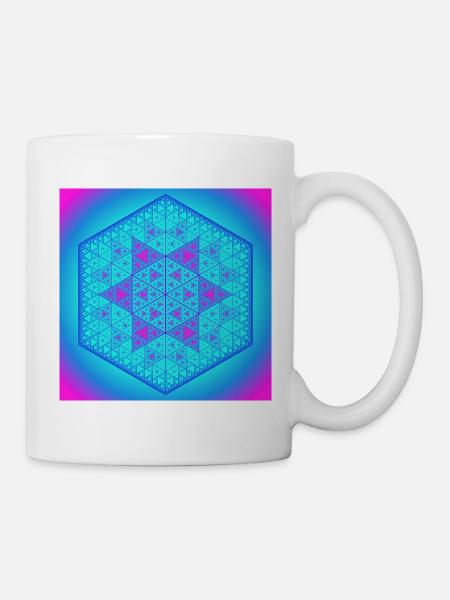 Neon Sierpinski Stern - Tasse - Weiß