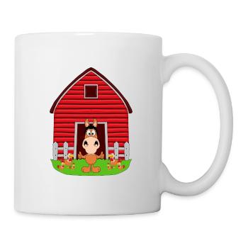 PFERD - PONYHOF - REITERHOF - HÜHNER - TIERISCH - Tasse - Weiß - Rechts