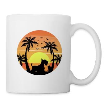 Scottish Terrier Dog Surfing Beach Palm Trees - Mug - white - Right