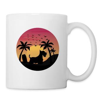 Scottish Terrier Dog Surfing Beach Palm Trees - Mug - white - Right