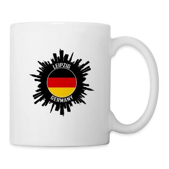 Leipzig Skyline Deutschland Flagge Reisesouvenir - Tasse - Weiß - Rechts