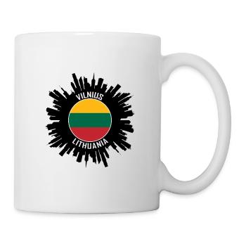 Vilnius Skyline Lithuania Flag Travel Souvenir - Mug - white - Right