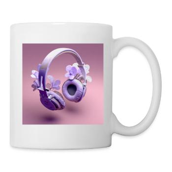 casque audio violet avec des fleurs - Mug blanc - blanc - Droite