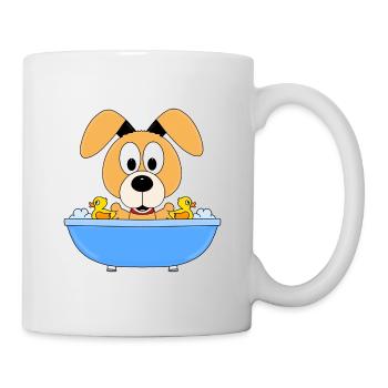 HUND - BADEWANNE - BADEN - TIER - TIERISCH - Tasse - Weiß - Rechts