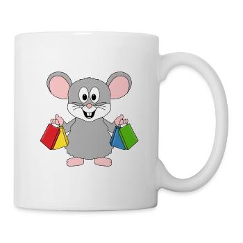 MAUS - SHOPPING - EINKAUFEN - TIER - TIERISCH - Tasse - Weiß - Rechts