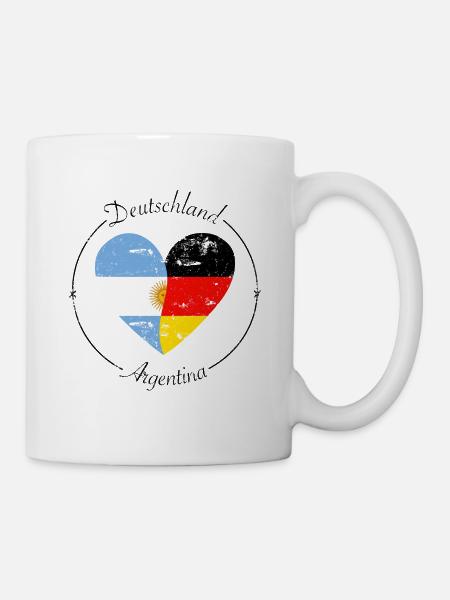 Argentinien Deutschland Herz Flagge - Tasse - Weiß