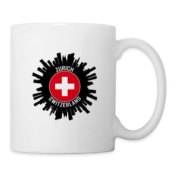 Zürich Skyline Schweiz Flagge Reisesouvenir - Tasse - Weiß - Rechts