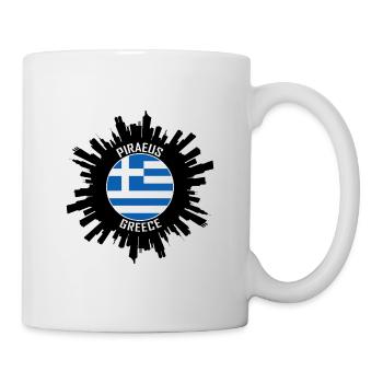 Piraeus Skyline Greece Flag Travel Souvenir - Mug - white - Right