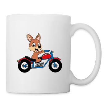 KÄNGURU - MOTORRAD - BIKER - TIER - TIERISCH - GUT - Tasse - Weiß - Rechts