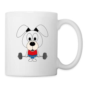 HUND - FITNESS - BODYBUILDING - GEWICHTHEBER - Tasse - Weiß - Rechts