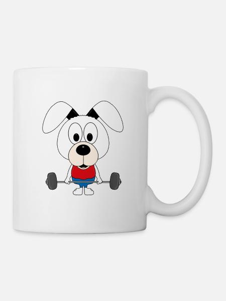 HUND - FITNESS - BODYBUILDING - GEWICHTHEBER - Tasse - Weiß