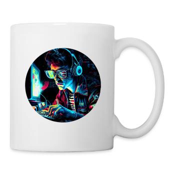 Futuristischer 80er Retro Trash PC Nerd - Tasse - Weiß - Rechts