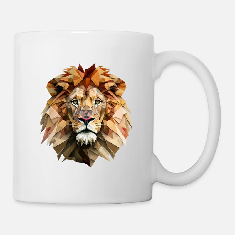 Majestätischer Polygon-Löwe – Geometrisch - Tasse - Weiß