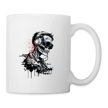 Cooles Skelett Portrait mit Sonnenbrille - Tasse - Weiß - Rechts