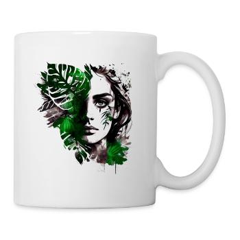 Belles plantes dame comme croquis à l’encre - Mug blanc - blanc - Droite