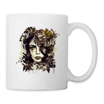 Wunderschöne Pflanzen Lady als Ink Skizze - Tasse - Weiß - Rechts