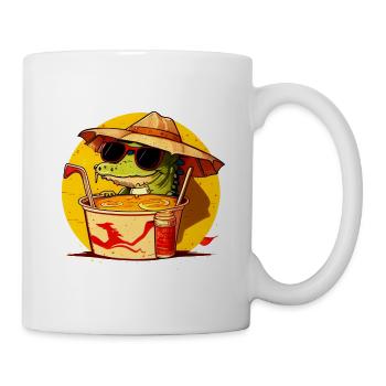 Cooles Krokodil sitzt in Ramen Nudelsuppe - Tasse - Weiß - Rechts