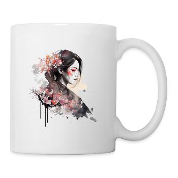 Wunderschöne Frau mit Kirschblüten Sakura - Tasse - Weiß - Rechts