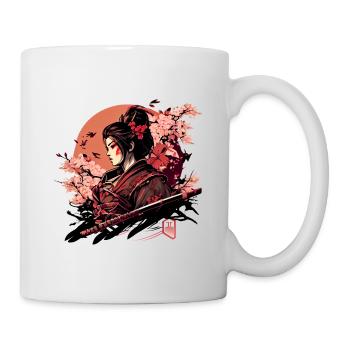 Wunderschöne Kriegerin mit Kirschblüten Sakura - Tasse - Weiß - Rechts