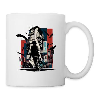 Surreale japanische Comic Stadt - Street Art - Tasse - Weiß - Rechts