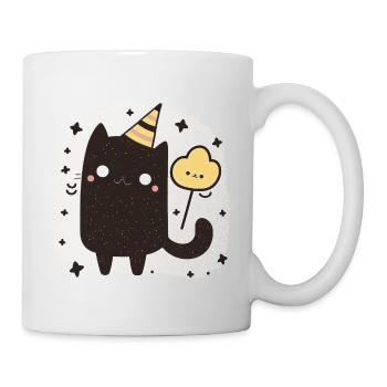 Funny Birthday Cat (Art, Abstract, Cute) - Mug - white - Right