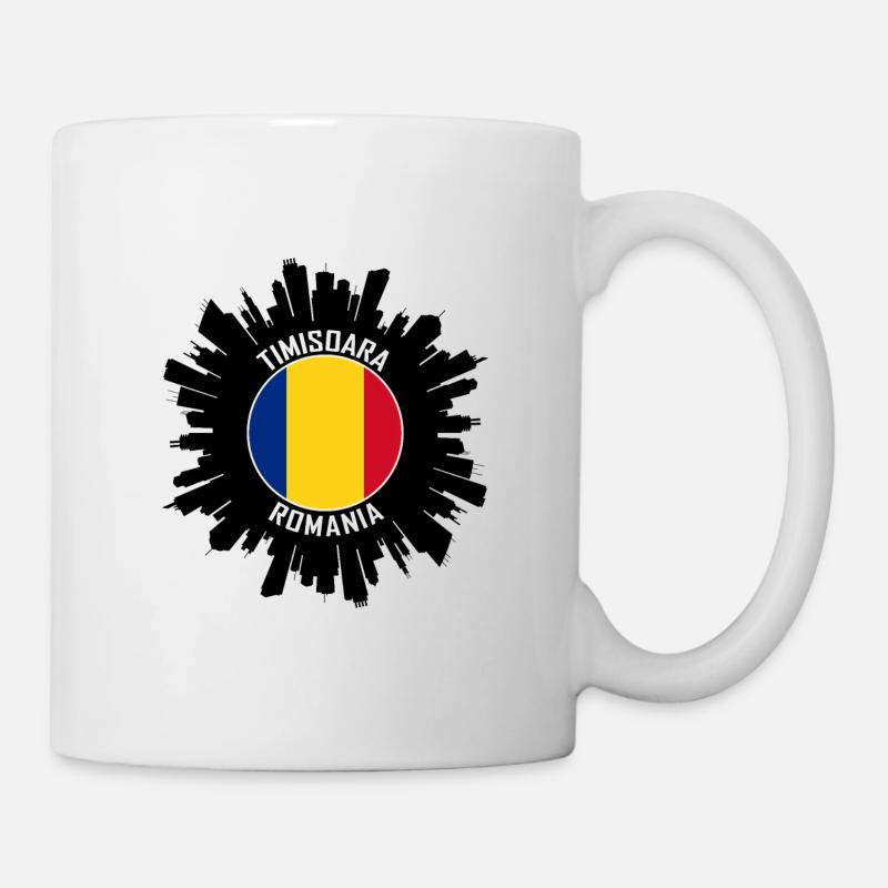 Timisoara Skyline Roumanie Flag Souvenir de voyage - Mug blanc - blanc