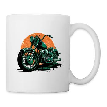 Cool vintage motorcycle chopper in green - Mug - white - Right