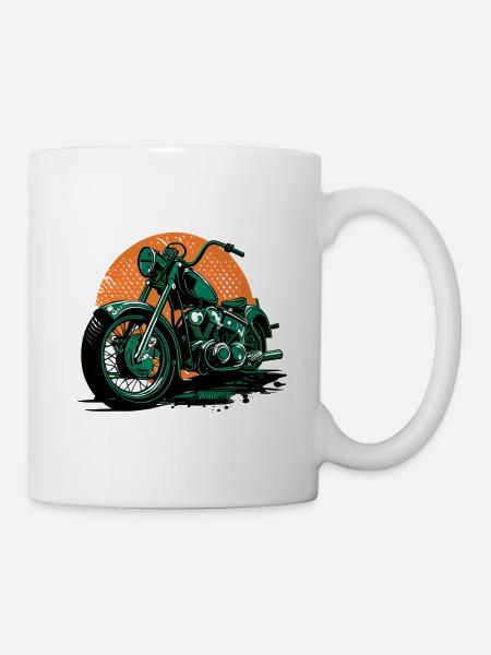 Chopper moto vintage cool en vert - Mug blanc - blanc