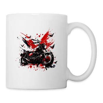 Cooles Vintage Motorrad Chopper Trash Polka Style - Tasse - Weiß - Rechts