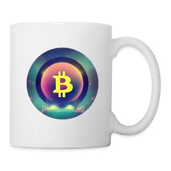 Bitcoin Logo im Synthetische Wave Stil - Tasse - Weiß - Rechts
