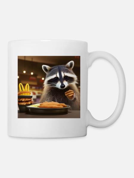 Raton laveur dans le fast-food - Mug blanc - blanc