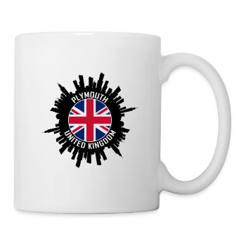 Plymouth Skyline UK Flagge Reise-Souvenir - Tasse - Weiß - Rechts