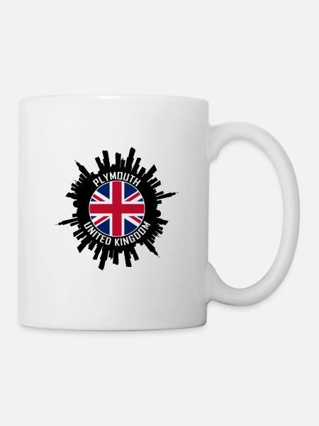 Plymouth Skyline Uk Flag Travel Souvenir - Mug - white
