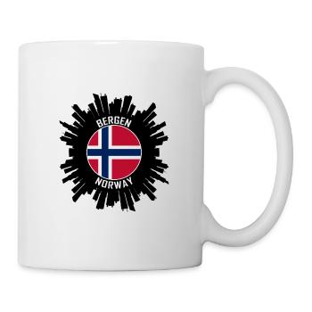 Bergen Skyline Norway Flag Travel Souvenir - Mug - white - Right