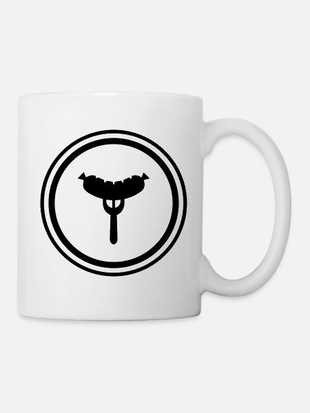 Wurst Gabel - Tasse - Weiß