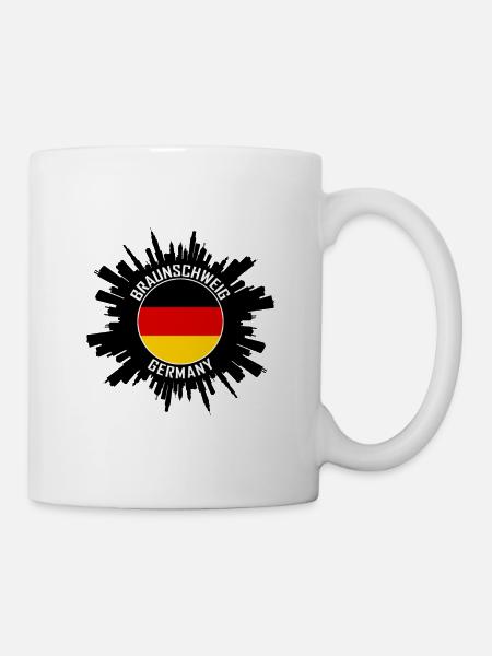 Braunschweig Skyline Deutschland Flagge Reise-Souvenir - Tasse - Weiß