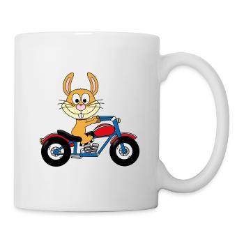 HASE - MOTORRAD - KANINCHEN - OSTERHASE - TIER - Tasse - Weiß - Rechts