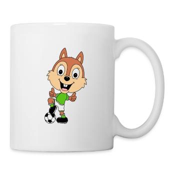 FUßBALL - SPORT - EICHHÖRNCHEN - TIER - Tasse - Weiß - Rechts