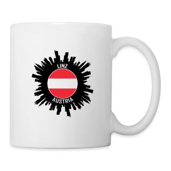 Linz Skyline Austria Flag Travel Souvenir - Mug - white - Right