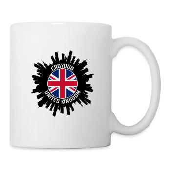 Croydon Skyline UK Flagge Reise-Souvenir - Tasse - Weiß - Rechts