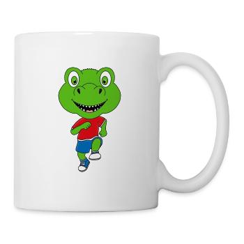 DINO - DINOSAURIER - SPORT - LAUFEN - FITNESS - Tasse - Weiß - Rechts