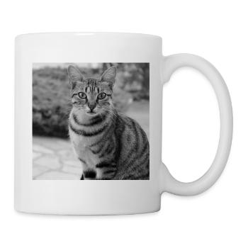 Cat background portrait white-black - Mug - white - Right