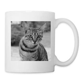 Cat background portrait white-black - Mug - white - Right