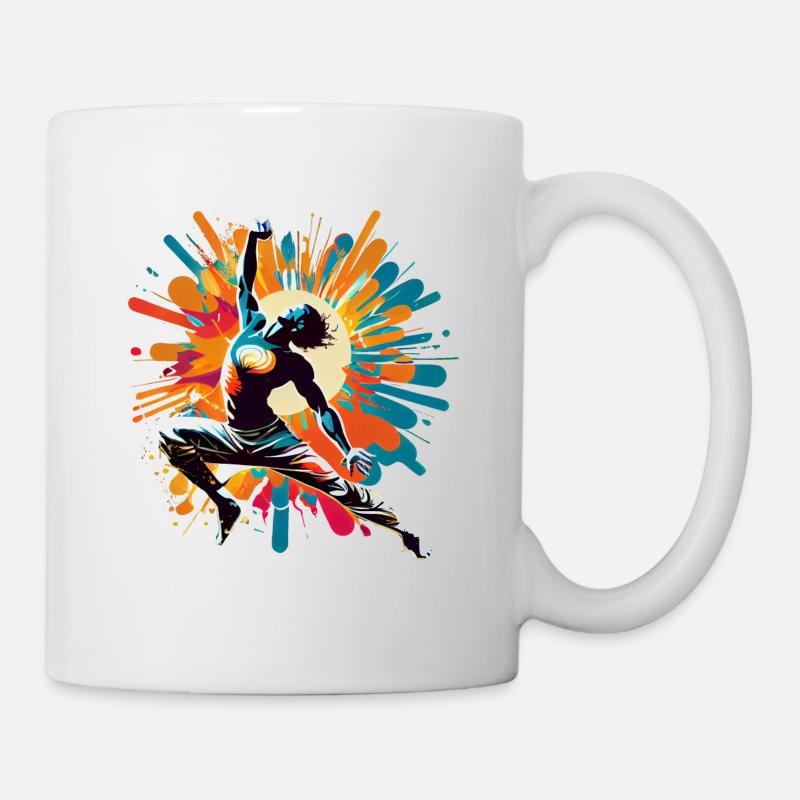 Œuvre d’art de danse hip hop yoga colorée cool - Mug blanc - blanc